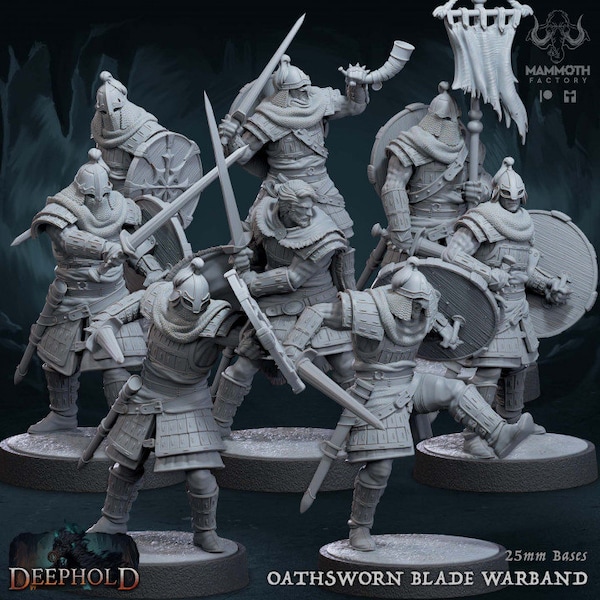 Bandietenleger Zwaardvechter Huurlingen Vechter Miniaturen D&D TTRPG Pathfinder 5e Wargaming Ontmoeting Tafelblad Gaming Mini Dungeons and Dragons