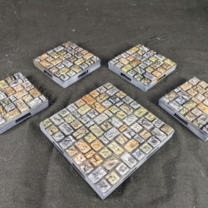 Cut Cobblestone Floor Modular Gaming Tiles with Magnetic Bases - 3D Printed PLA Terrain for Dungeons and Dragons - DIY Paintable Tiles for I