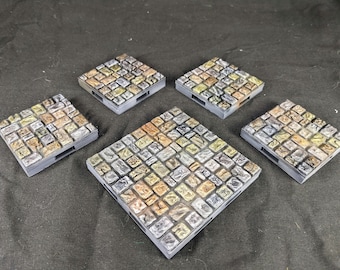 Cut Cobblestone Floor Modular Gaming Tiles with Magnetic Bases - 3D Printed PLA Terrain for Dungeons and Dragons - DIY Paintable Tiles for I