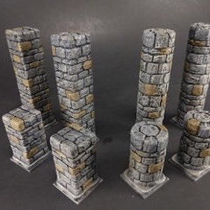 Tuiles modulaires de piliers de pierre de donjon D&D Terrain RPG de table Colonnes de donjon modulaires TTRPG Terrain Pathfinder 5e Dungeons and Dragons