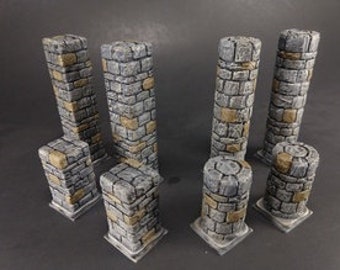 Dungeon Stone Pillars Modular Tiles D&D Terrain Tabletop RPG Dungeon Columns Modular TTRPG Terrain Pathfinder 5e Dungeons and Dragons