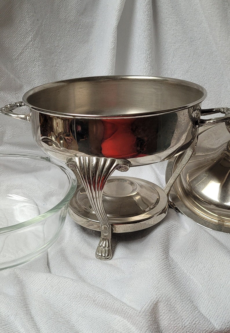 Vtg Leonard Silver Plated Chafing/serving Dish W/ Warmer Base and 2qt ...