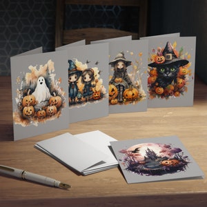 Biglietti d'auguri per bambini di Halloween, set di 5 biglietti vuoti, auguri di Halloween spettrali