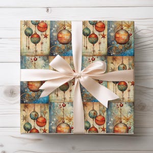 Vintage Christmas Wrapping Paper, Christmas Ornaments