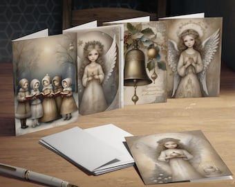 Christmas Greeting Cards, Angels, Christmas Bell, Carolers