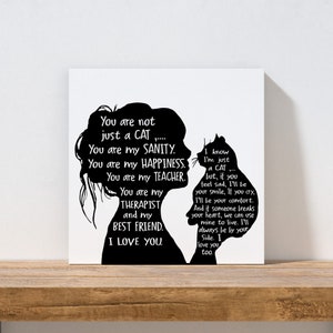 Wall Art, Cat and Women Print, Silhouette Wall Art, Cat Lovers Decor
