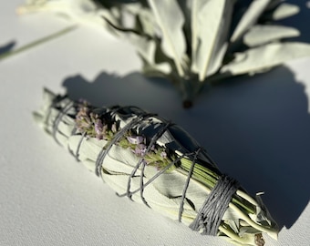 Sage Lavender Bundle Dried Sage Meditation Tool Smudge Stick Spiritual Tools Gift Set Organic White Sage