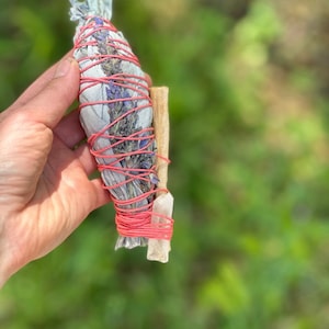 Organic White Sage Smudge Stick: Lavender, Palo Santo & Quartz