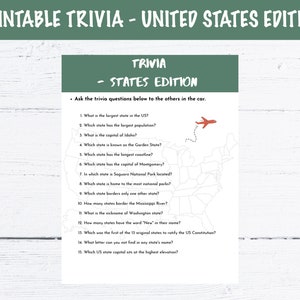 Printable Road Trip Trivia Questions - United States Edition