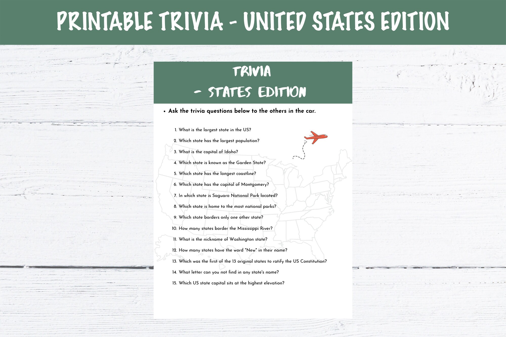 Printable Road Trip Trivia Questions - United States Edition - Etsy