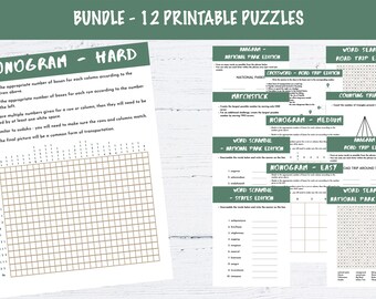 Bundle of 12 Printable Puzzles - General and Road Trip Edition