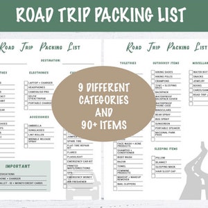 Road Trip Packing List - Printable PDF