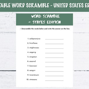 Printable Word Scramble Puzzle - United States Edition