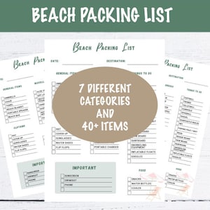 Beach Packing List - Printable PDF