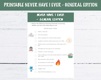 Printable Never Have I Ever... - General Edition