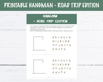 Printable Hangman Game Board Template - Road Trip Edition