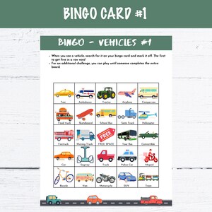 Printable Road Trip Bingo Cards - Vehicle Edition - Etsy UK