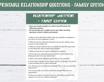 Printable Relationship Questions - Family Edition