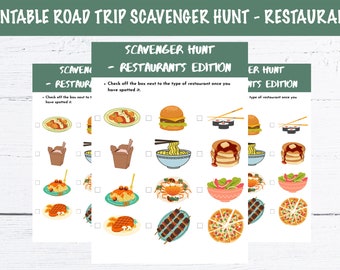 Printable Scavenger Hunt for Road Trips - Restaurant Edition