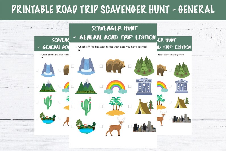 Bundle of 4 Printable Scavenger Hunts for Road Trips - General ...