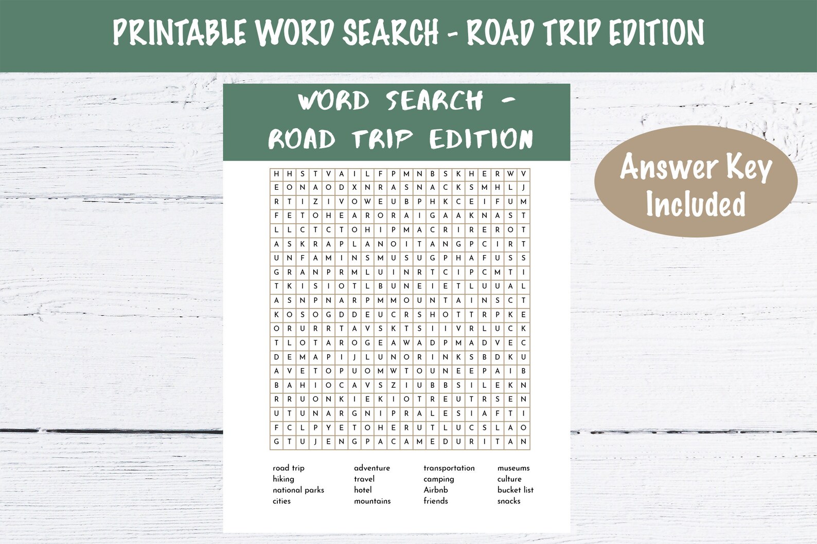 Printable Word Search Puzzle - Road Trip Edition - Etsy