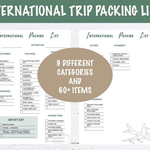 Lista de equipaje para viajes internacionales - PDF imprimible