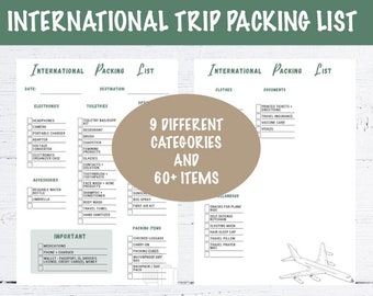 International Travel Packing List - Printable PDF