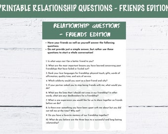 Printable Relationship Questions - Friends Edition