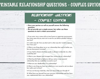 Printable Relationship Questions - Couples Edition