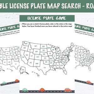 Printable License Plate Search Game for Road Trips - Map Edition