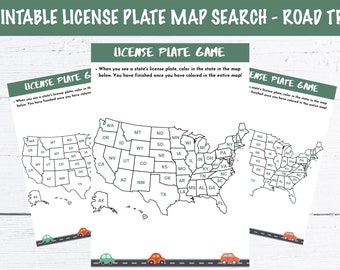 Printable License Plate Search Game for Road Trips - Map Edition
