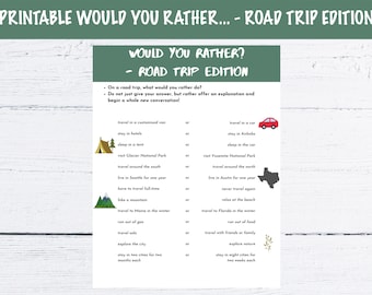 Printable Would you Rather Questions - Road Trip Edition