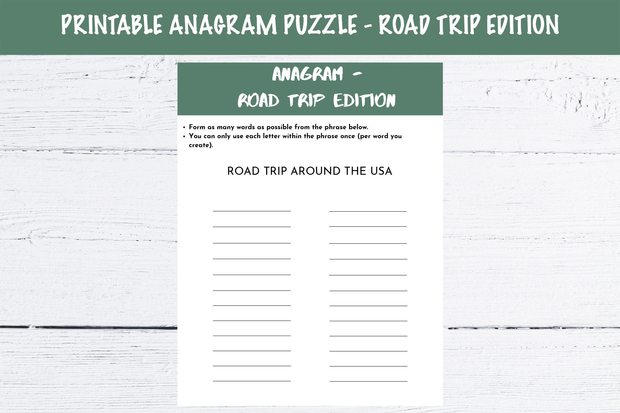 Printable anagram puzzle - road trip edition - etsy