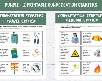 Bundle - 2 Printable Conversation Starters - General and Travel Edition