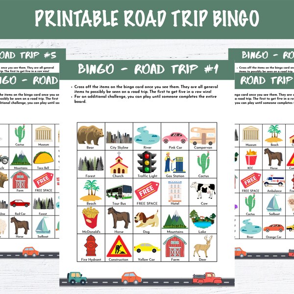 Printable Road Trip Bingo Cards