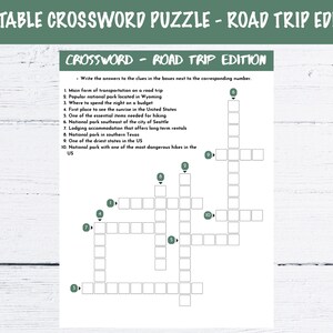 Printable Crossword Puzzle - Road Trip Edition