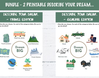 Bundle - 2 Printable Describe Your Dream... - General and Travel Edition