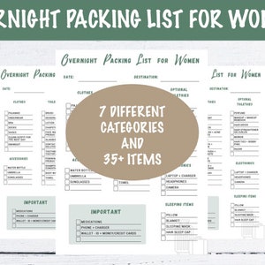 Overnight Packing List for Women - Printable PDF