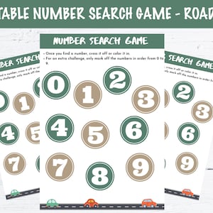 Printable Number Search Game for Road Trips