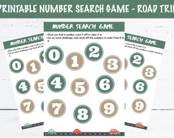 Printable Number Search Game for Road Trips