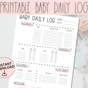 Printable Baby Daily Log, Baby Daily Habit Tracker, Infant Daily Log, Baby Care Journal, Newborn Activity Tracker, Babysitter, Daycare Log