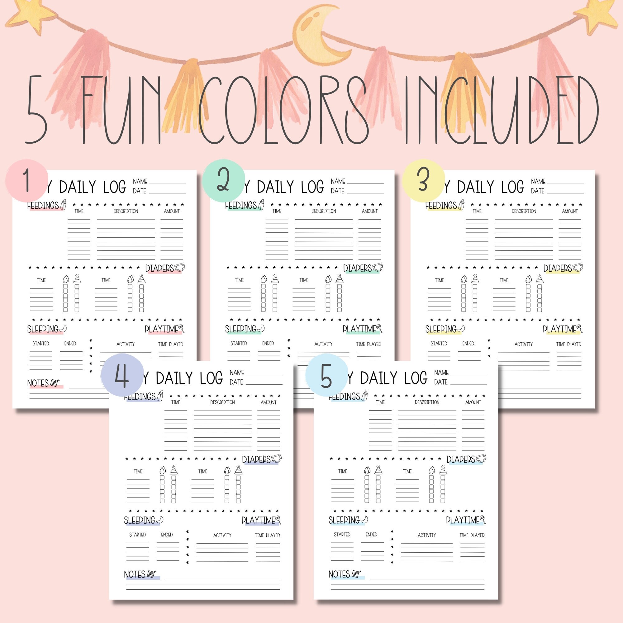 Printable Baby Daily Log, Baby Daily Habit Tracker, Infant Daily Log ...