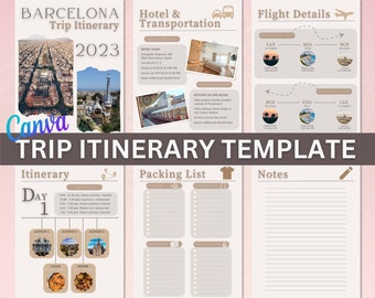 Travel Itinerary Template, Editable Canva Template, Digital Trip Template, Customizable Travel Planner, Printable Vacation Planner, Holiday