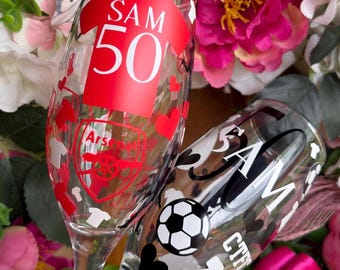 Personalized Football Champagne Glass: Handmade Sports Gift