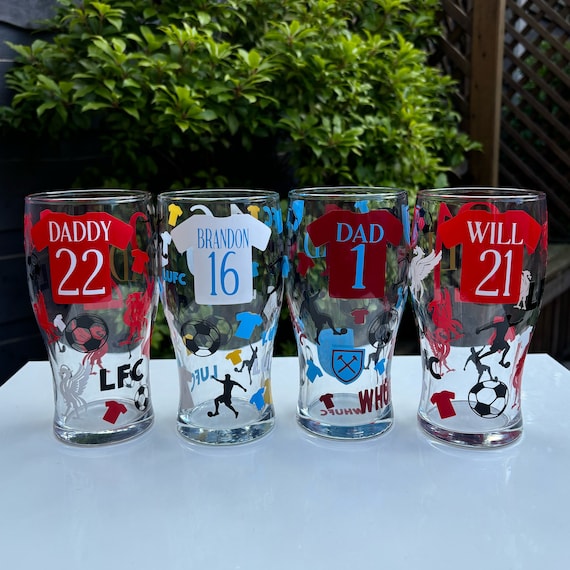 Personalised Football Pint Glass / Novelty Football Themed Beer Gift
