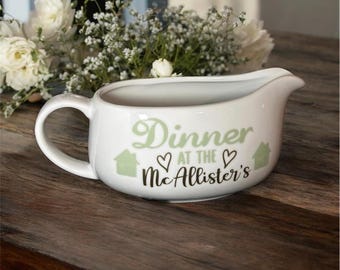 Personalised Gravy Boat / Custom Ceramic Sauce Boat / Christmas/ Wedding / Housewarming/ Anniversary / Family Name