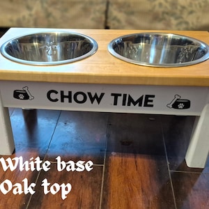 Handmade Dog Bowl Stand with Metal Bowls | Rustic Pet Feeder | Raised Dog Feeder from Reclaimed Wood | Eco-Friendly Dog Bowl Holder