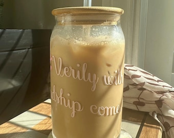 With Hardships Comes Ease Islamic Glass Tumbler with Lid and Straw, Islamic Gift, Ramadan Gift, Eid Gift, Islamic gift for Her