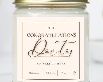 Medical School Graduation Gift, Congratulations Doctor Personalized Candle