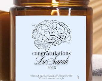 Personalized Neurologist Psychologist Gift, Anatomical Brain 2026 Graduation Candle